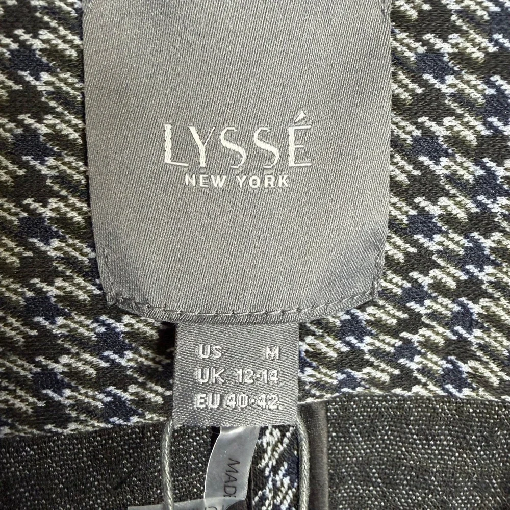 Lysse‎ New York Sleeveless Moto Houndstooth Ponte Dress Navy Black Size Med